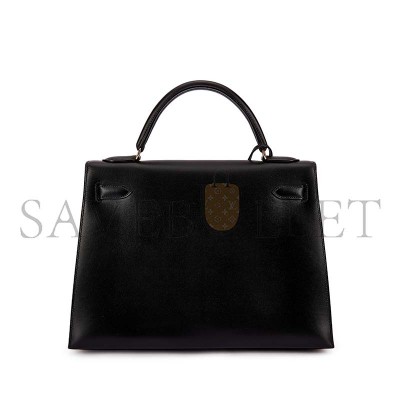 HERMÈS MASTER VINTAGE BLACK BOX KELLY 32 GOLD HARDWARE (32*23*10.5cm) 